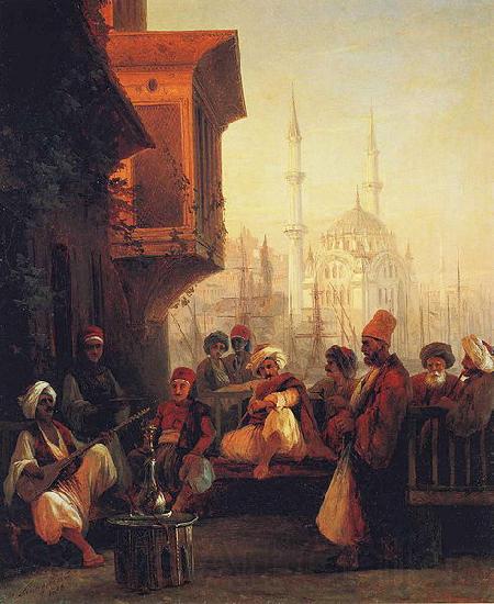Ivan Aivazovsky Coffee-house by the Ortakoy Mosque in Constantinople Spain oil painting art